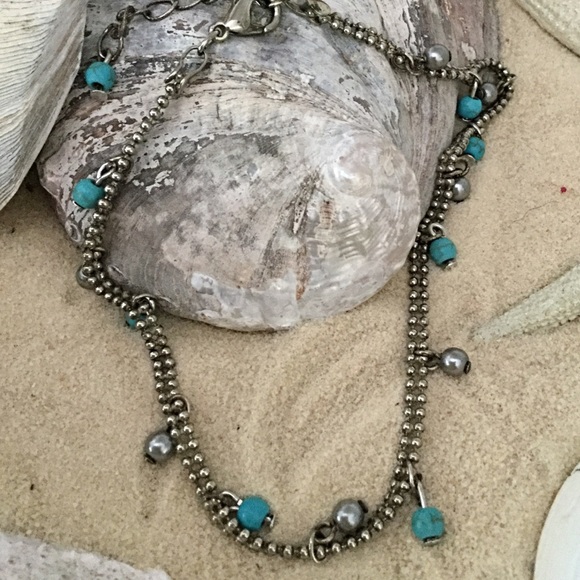 ldmtreasures Jewelry - Turquoise Silver Tone Balls Anklet, OOAK